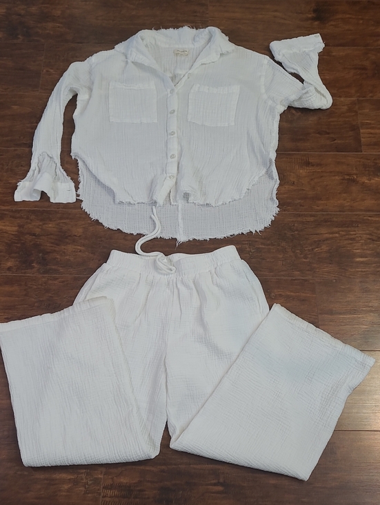 Urban Outfitters Pants - Urban Outfiters White 2ps Set Lightweight Beachy Vacation Gauze 100% Cotton Med